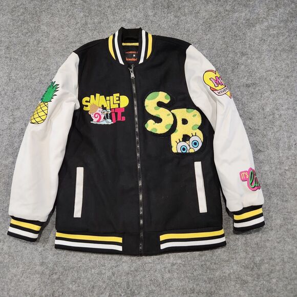 SpongeBob SquarePants Nickelodeon X Members Only Mens S Small Varsity Jacket - Picture 3 of 14